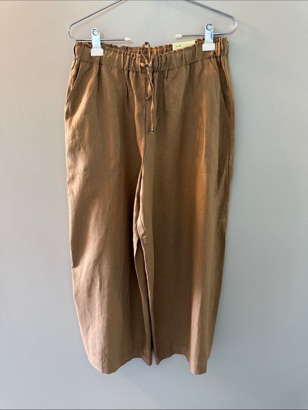 Max Studio London Brown Relaxed Drawstring Wide-leg Trousers, M, NWTs